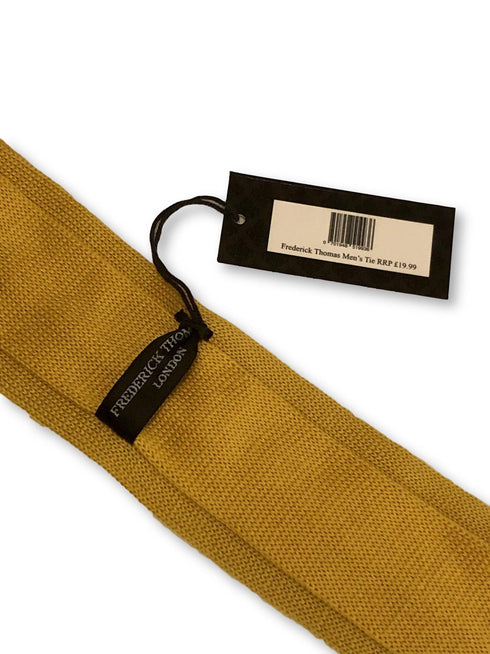 plain mustard gold yellow cable knit skinny tie